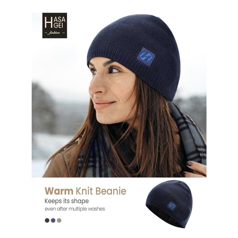 Beanie Hats for Men & Women, Winter Knit Beanie Hat, Warm Soft Beanies BLUE - Picture 2 of 8